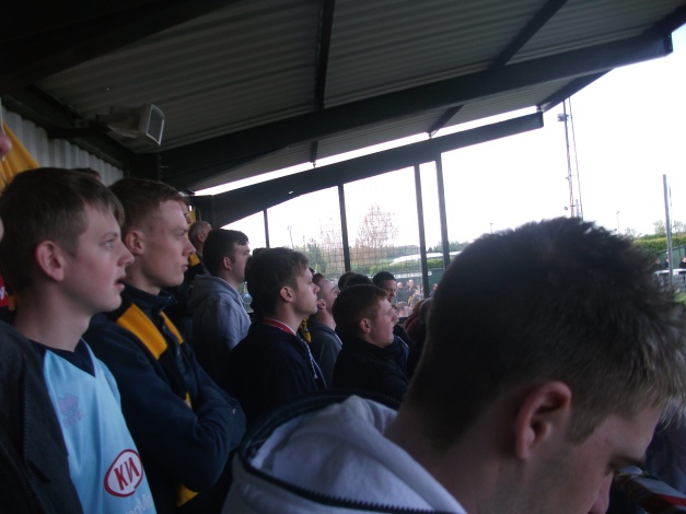 BUFC fans behind the goal in the covered terrace